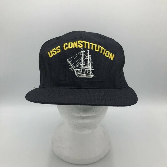 Vintage USS Constitution  Baseball Cap Black Sailor SnapBack Hat Cap Made In USA - Picture 1 of 7